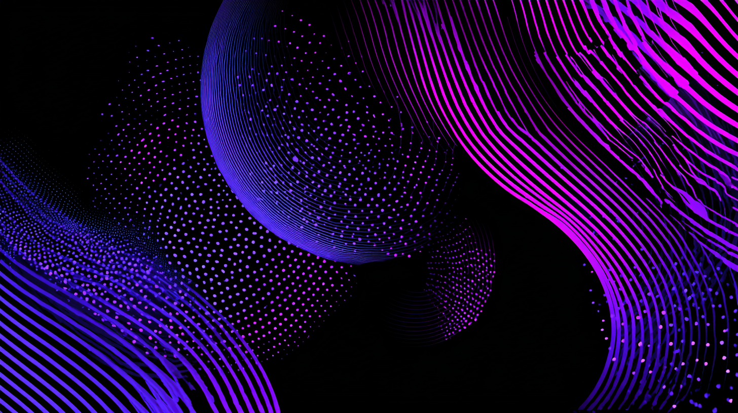 Abstract purple and near-black illustration of a small ripple bending a larger stream of shapes, representing a brand joining a viral news story.