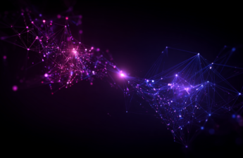 An abstract illustration of two paths meeting at a single point, one leading to a network of nodes and the other to a single figure, representing a media strategy built for both AI systems and human readers.