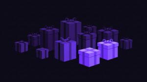Abstract illustration of geometric gift-box shapes, with a few lit and pulled ahead of the rest, symbolizing early holiday season readiness.