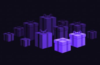 Abstract illustration of geometric gift-box shapes, with a few lit and pulled ahead of the rest, symbolizing early holiday season readiness.