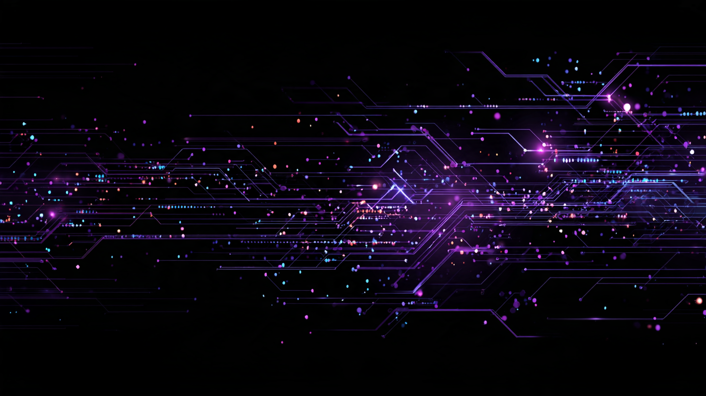 Abstract illustration of one wide purple channel narrowing while smaller paths branch off into open space.