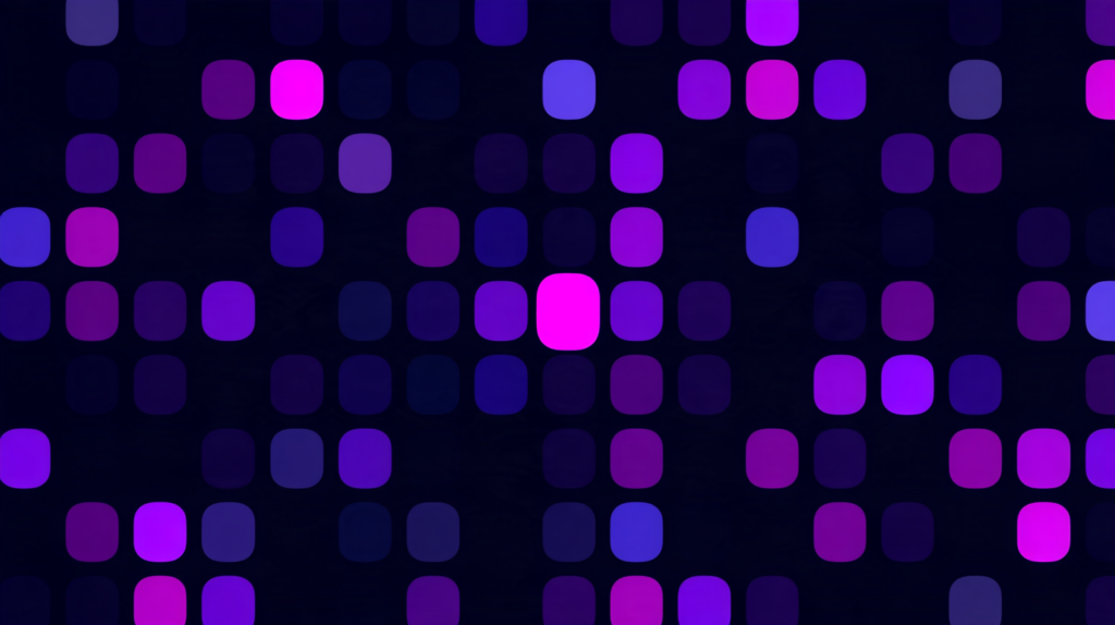 A grid of identical muted purple shapes with one irregular bright violet shape breaking the pattern.