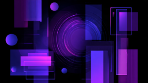 Abstract illustration of a large purple block with three smaller shapes breaking away from it, representing journalists moving to podcasts, newsletters and video.