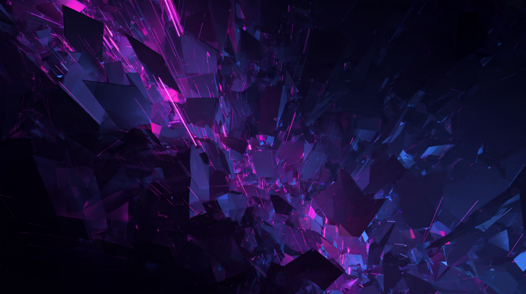 Abstract illustration of a straight purple line cutting through a chaotic tangle of dark shapes, symbolizing steady communication amid AI debate noise.