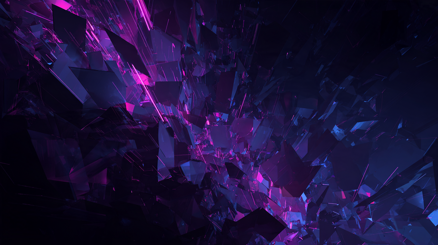Abstract illustration of a straight purple line cutting through a chaotic tangle of dark shapes, symbolizing steady communication amid AI debate noise.