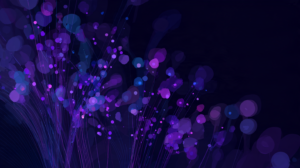 Abstract illustration of a small cluster of violet shapes rising above a field of dimmer shapes, in SourceCode's purple and near-black palette.