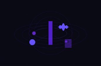 Abstract illustration of a central purple column connected to smaller shapes, representing new media channels alongside traditional news.