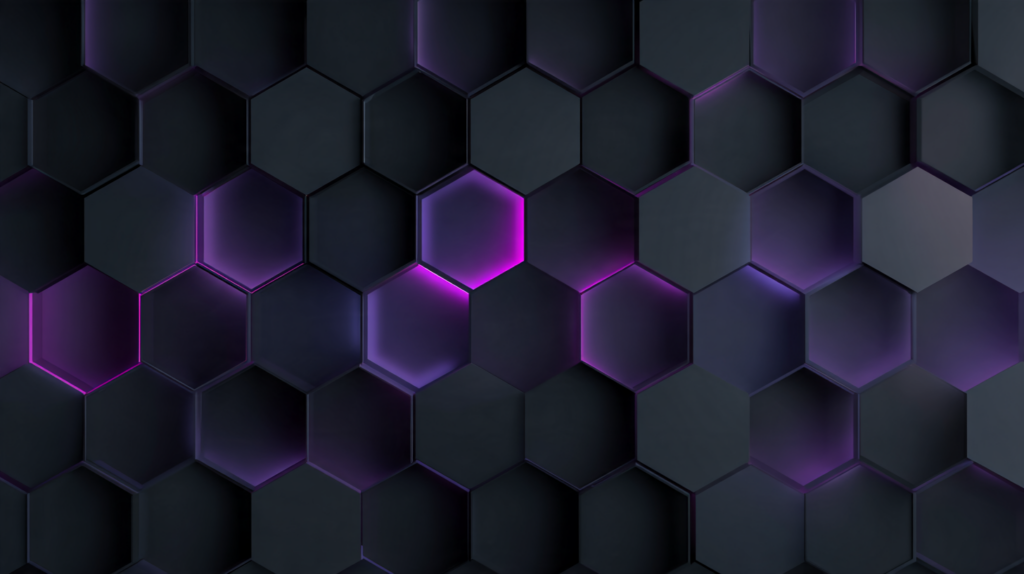Abstract illustration of a violet bracket selecting one tile from a row of identical shapes on a dark background.